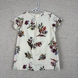Zara Dress Toddler Girls 18-24M Ivory Floral Ruffle Back Button Down Closure